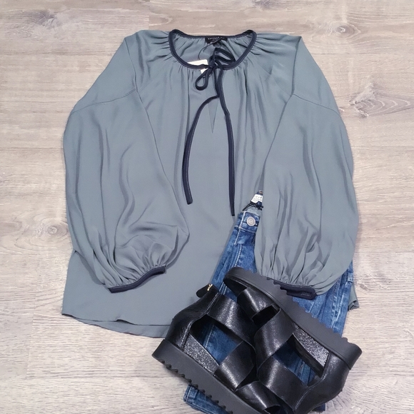 CURRENT AIR Anthro Sage Balloon Long Sleeves Top - Picture 4 of 7